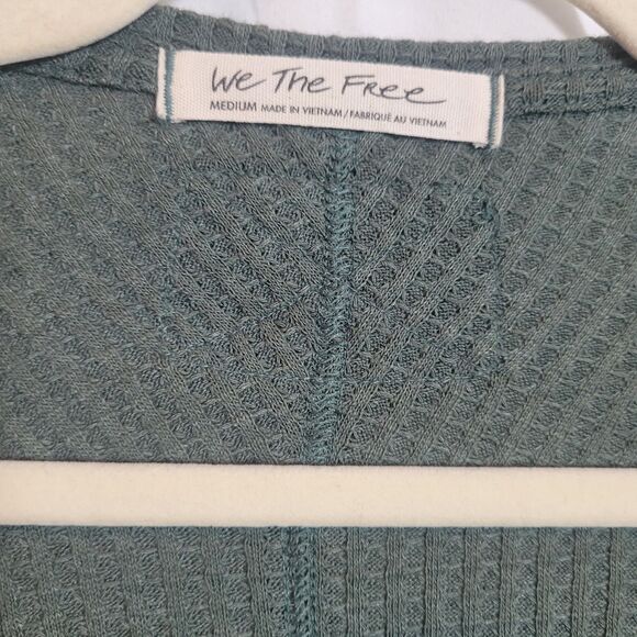We The Free Coraline Waffle Knit Oversized Swing Top Women's Medium Green Boho - Picture 6 of 9